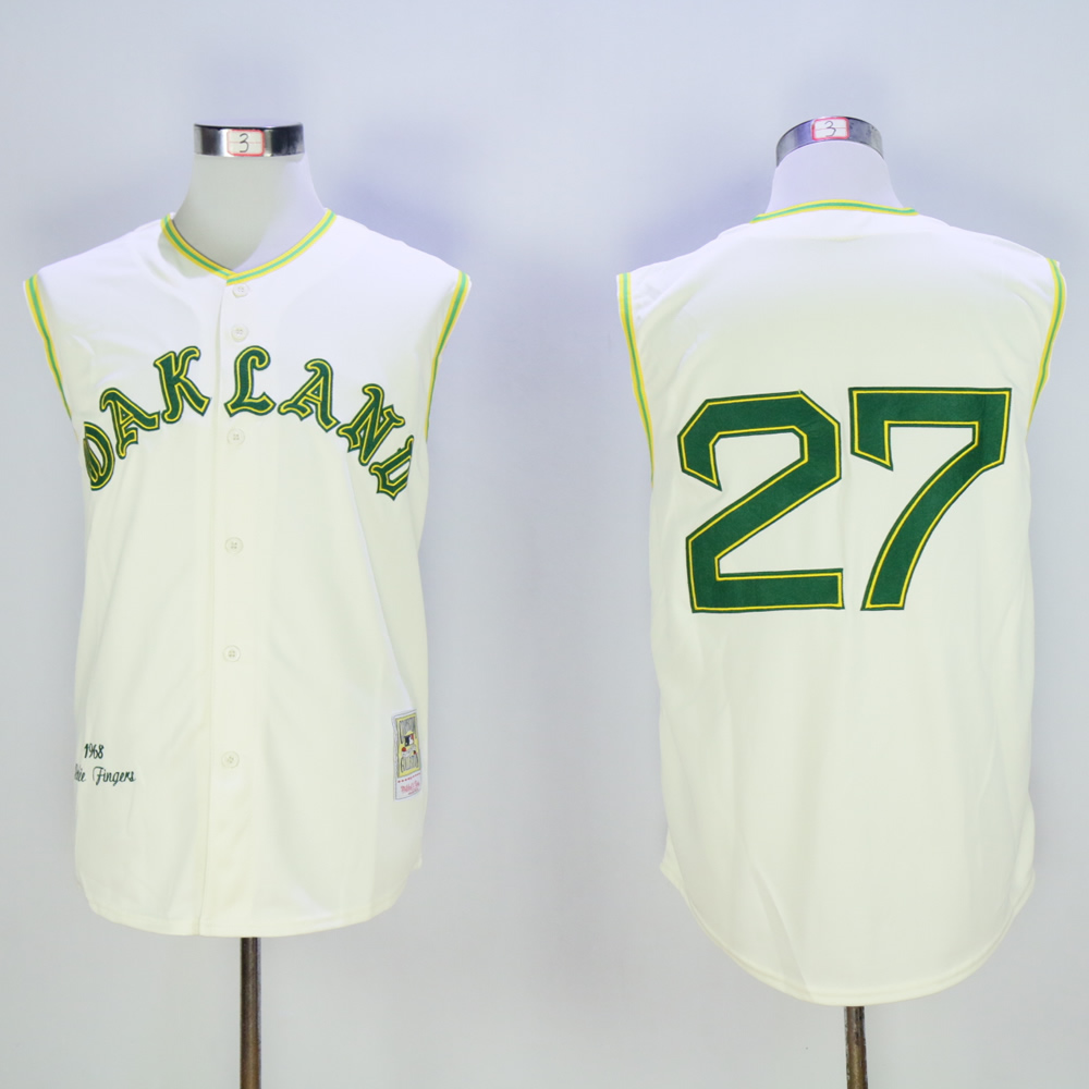 Men Oakland Athletics #27 Hunter Cream Throwback MLB Jerseys